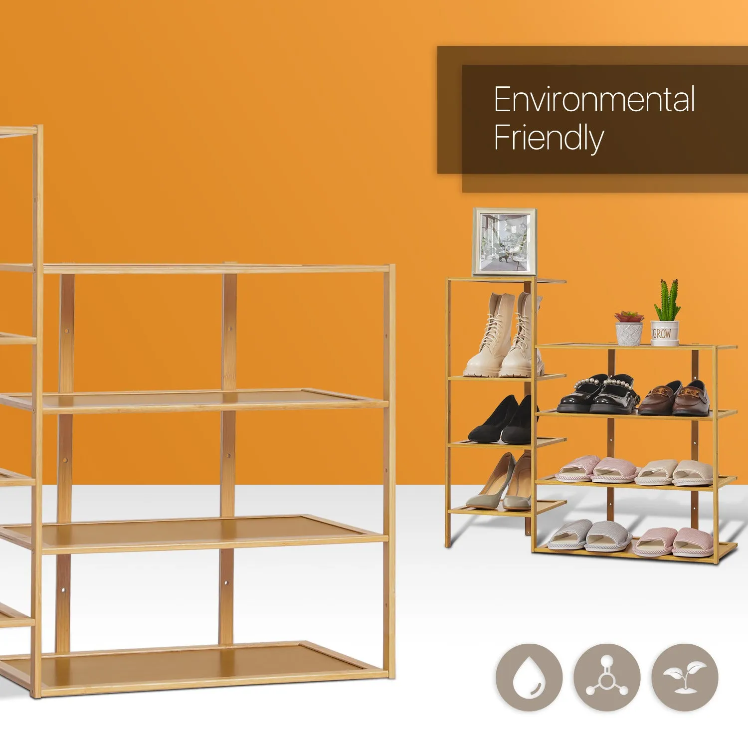 31" Twin Stand Shoe Rack - Natural
