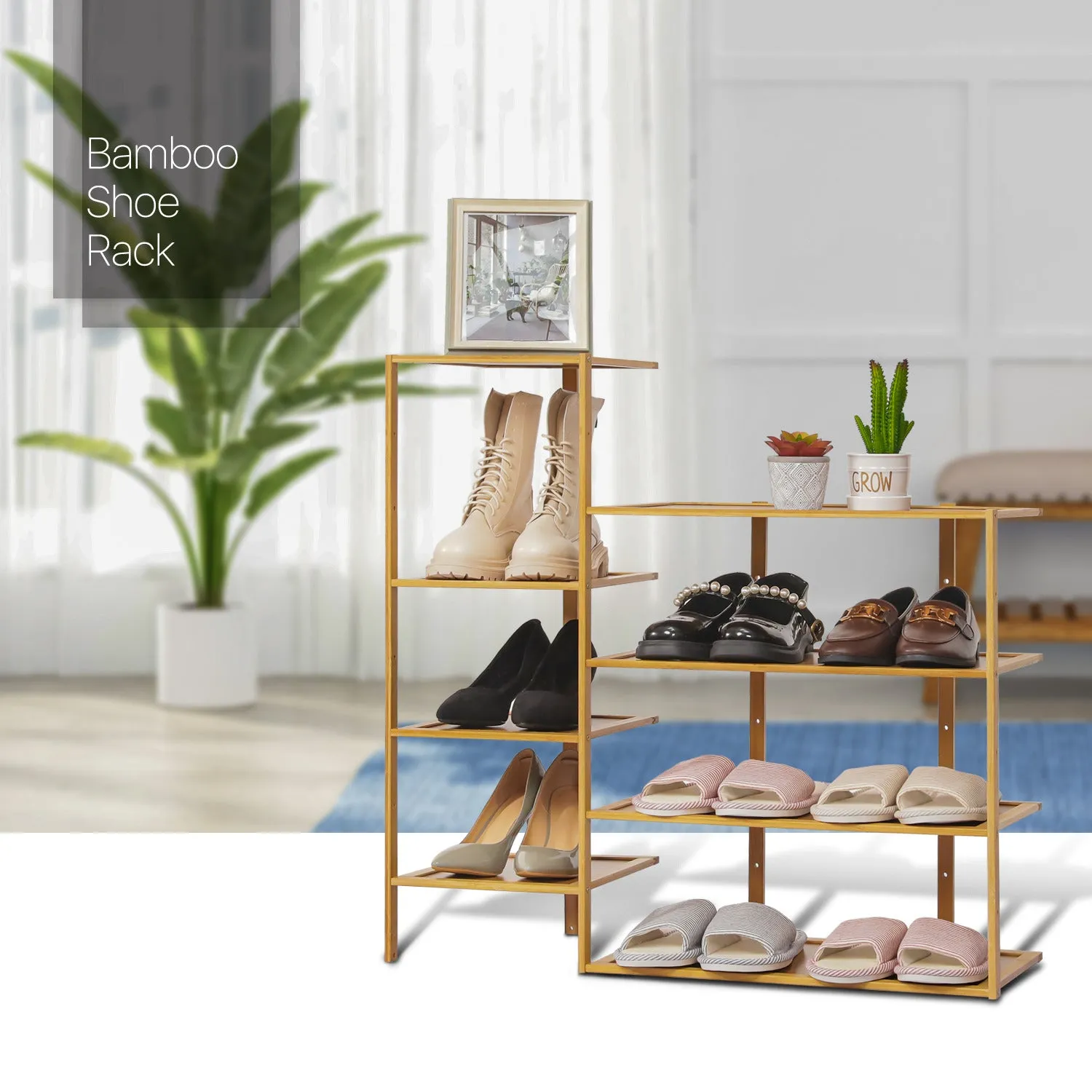 31" Twin Stand Shoe Rack - Natural
