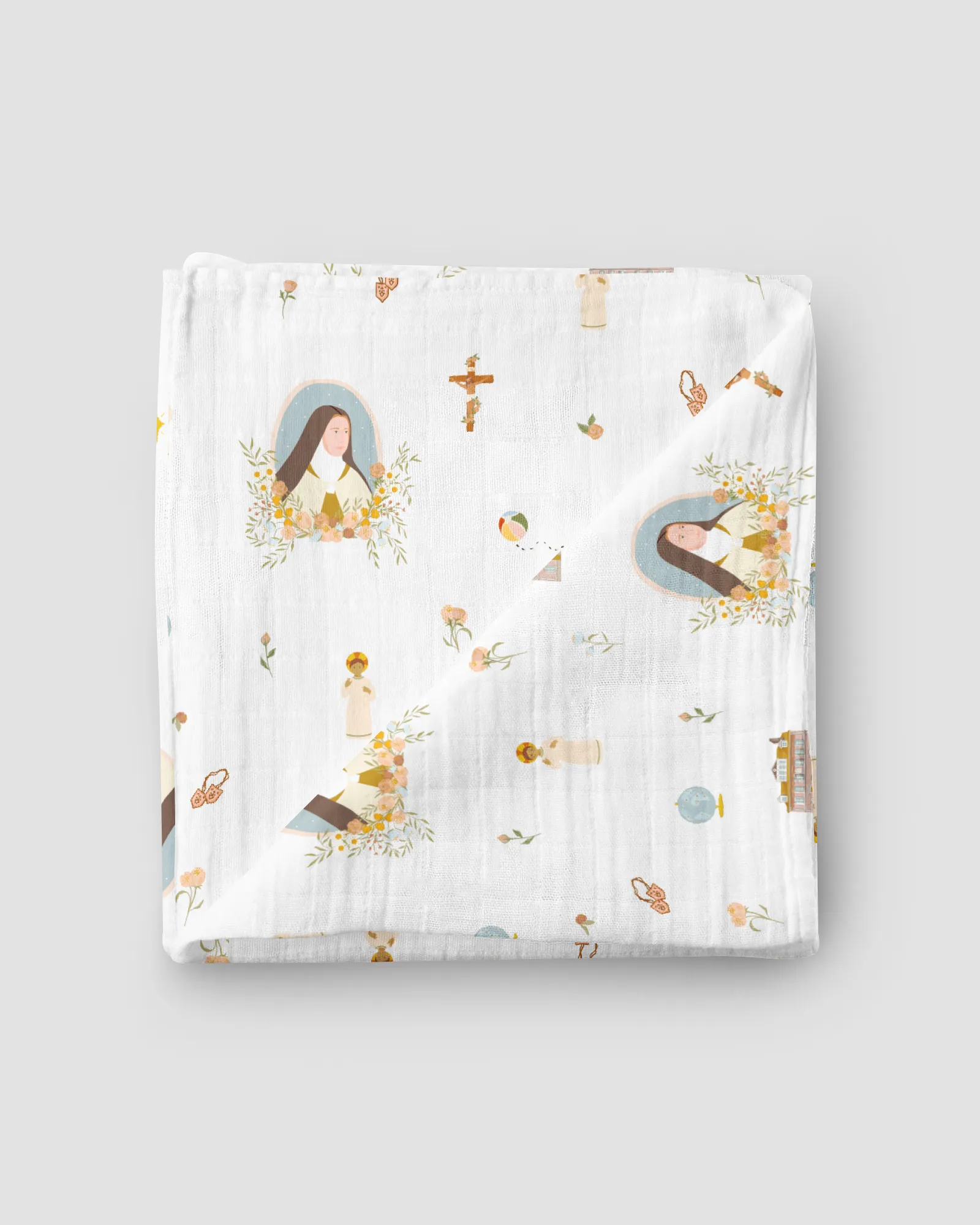 Catholic Muslin Swaddle Baby Blanket: Our Lady of Guadalupe