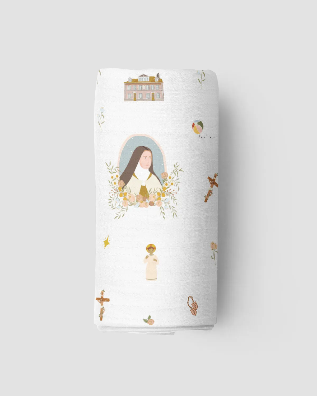 Catholic Muslin Swaddle Baby Blanket: Our Lady of Guadalupe