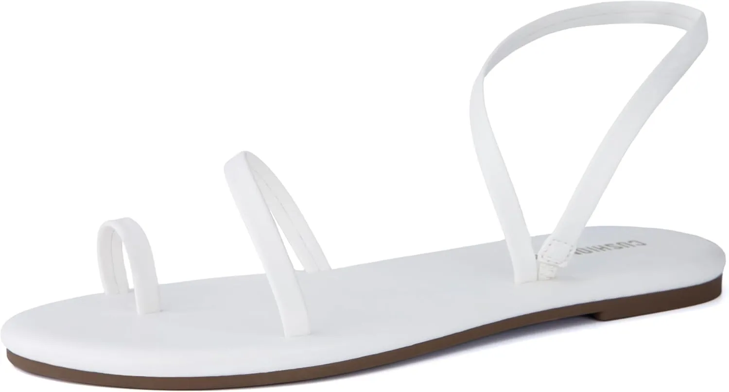 CUSHIONAIRE CHAI Womens Strappy Sandals  Flat Sandals for Women, Comfortable Beach Sandals, Summer Slip-On Shoes, Casual Dressy Sandals