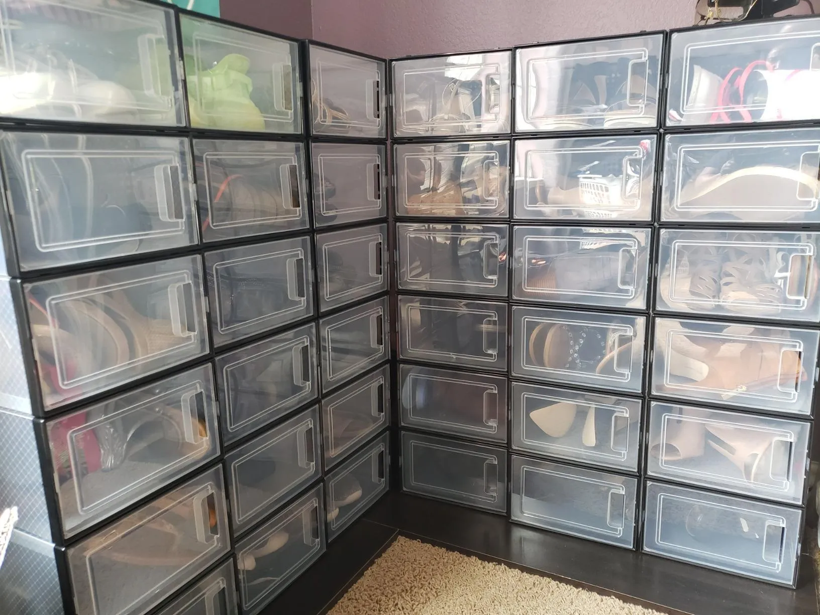 Foldable Shoe Boxes | Pack of 18 Stackable Shoe Storage Organizers