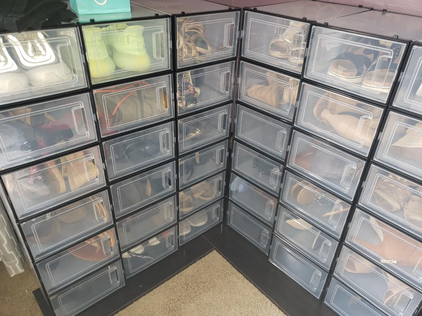 Foldable Shoe Boxes | Pack of 18 Stackable Shoe Storage Organizers
