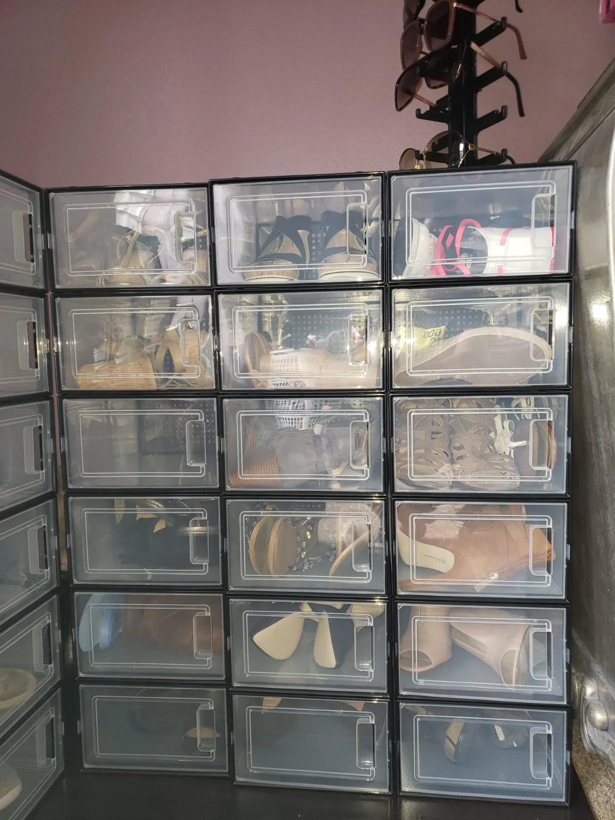 Foldable Shoe Boxes | Pack of 18 Stackable Shoe Storage Organizers