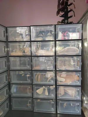 Foldable Shoe Boxes | Pack of 18 Stackable Shoe Storage Organizers