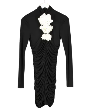 Karen Millen Black Contrast Jersey Rosette Mini Dress UK S