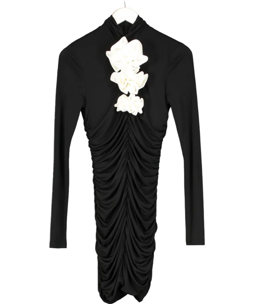Karen Millen Black Contrast Jersey Rosette Mini Dress UK S