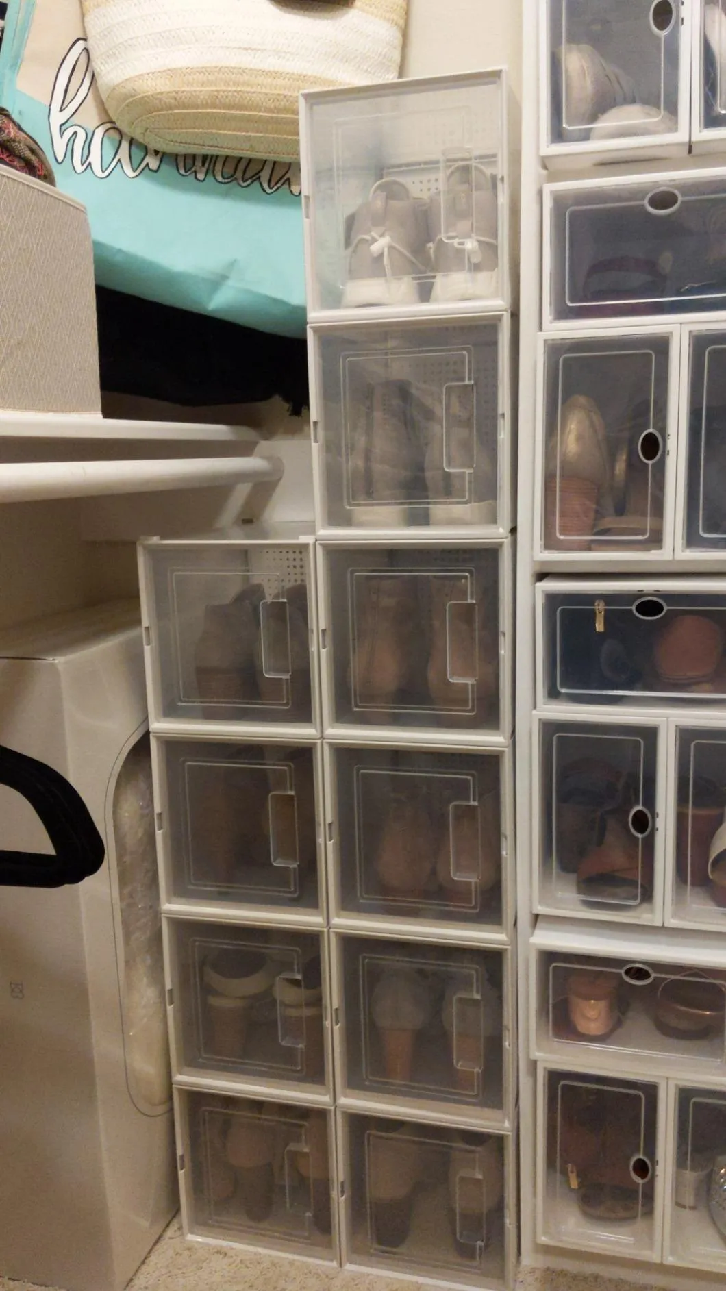 Plastic Shoe Boxes, Tall Shoe Storage Organizers for High Heels, Ankle Boots