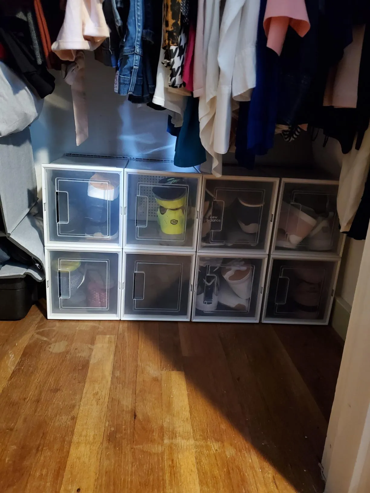 Plastic Shoe Boxes, Tall Shoe Storage Organizers for High Heels, Ankle Boots