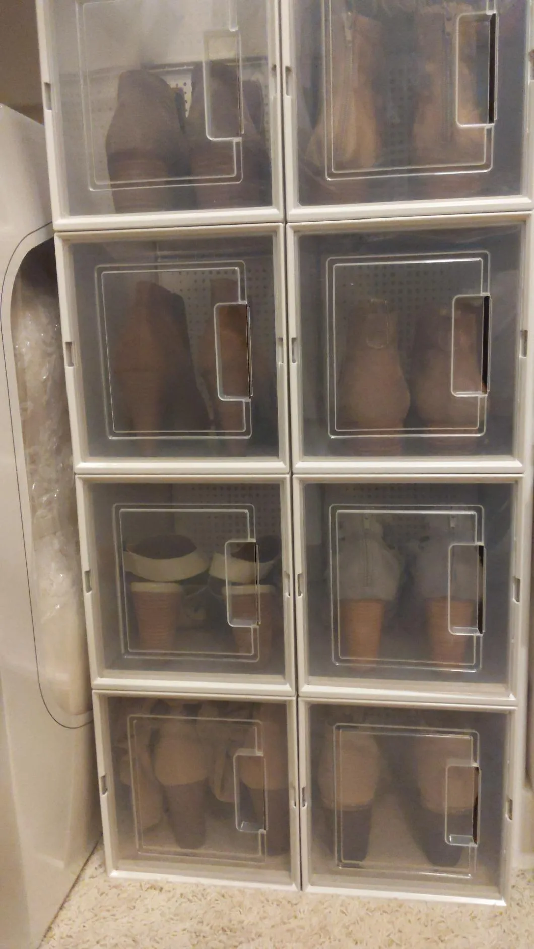 Plastic Shoe Boxes, Tall Shoe Storage Organizers for High Heels, Ankle Boots