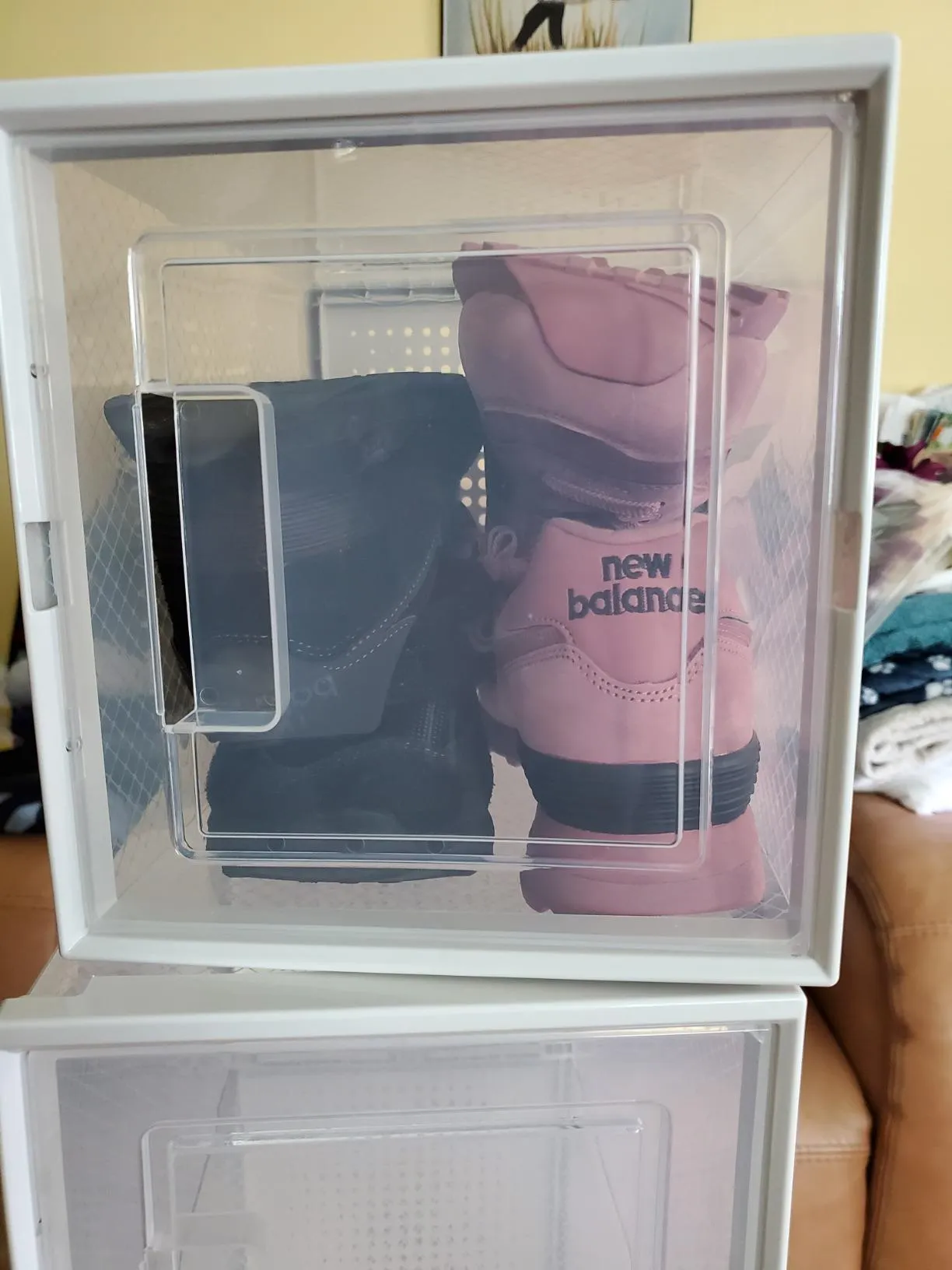 Plastic Shoe Boxes, Tall Shoe Storage Organizers for High Heels, Ankle Boots