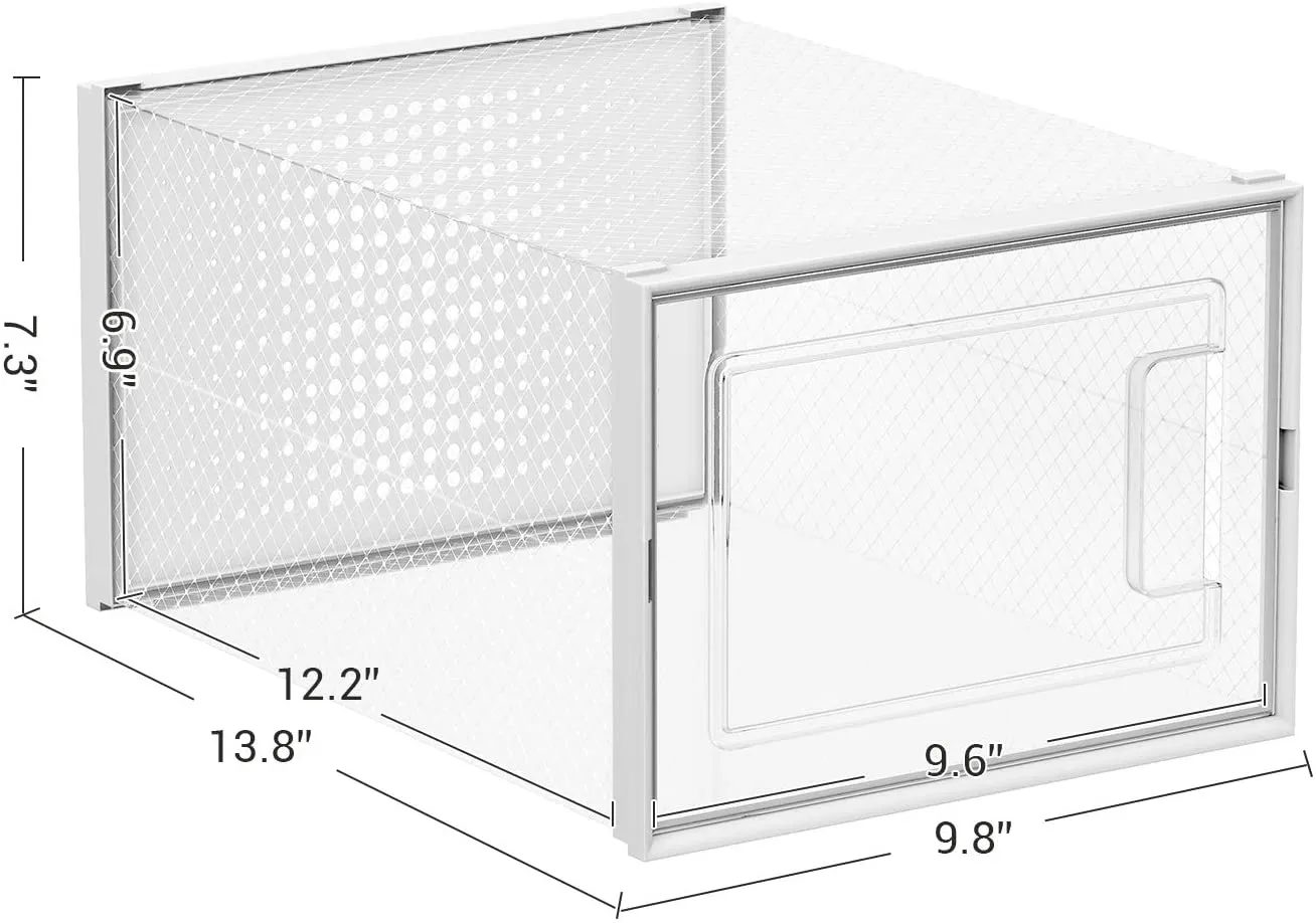 Shoe Boxes, Pack of 12 Stackable Shoe Storage Organizers, Foldable and Versatile for Sneakers, Fit up to US Size 12