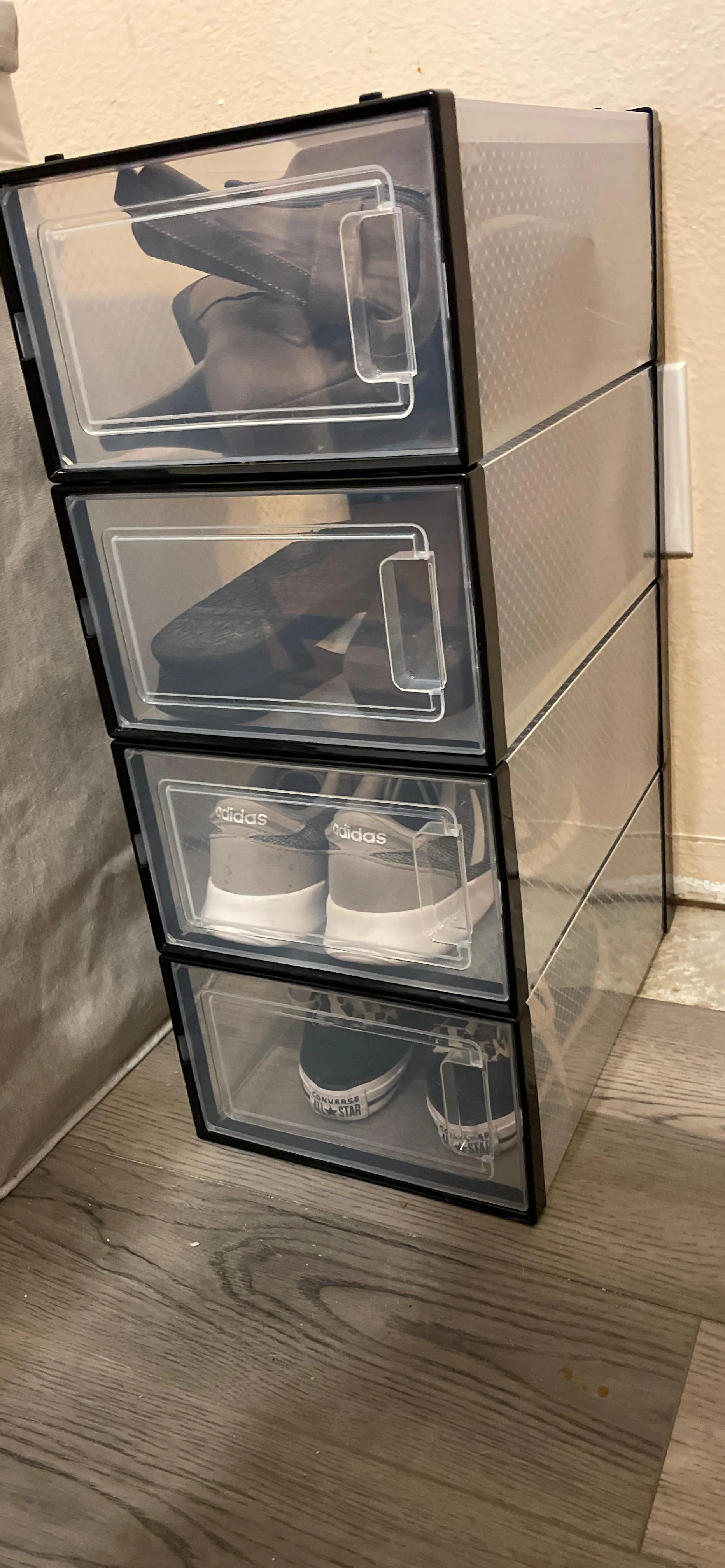 Shoe Boxes, Pack of 12 Stackable Shoe Storage Organizers, Foldable and Versatile for Sneakers, Fit up to US Size 12