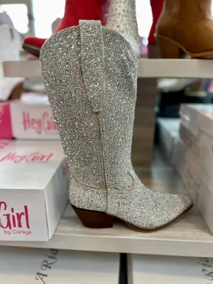 Silver Rhinestone Western Boots
