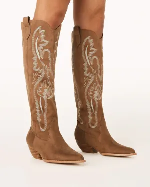 Wilden Cowboy Boot | Taupe Suede